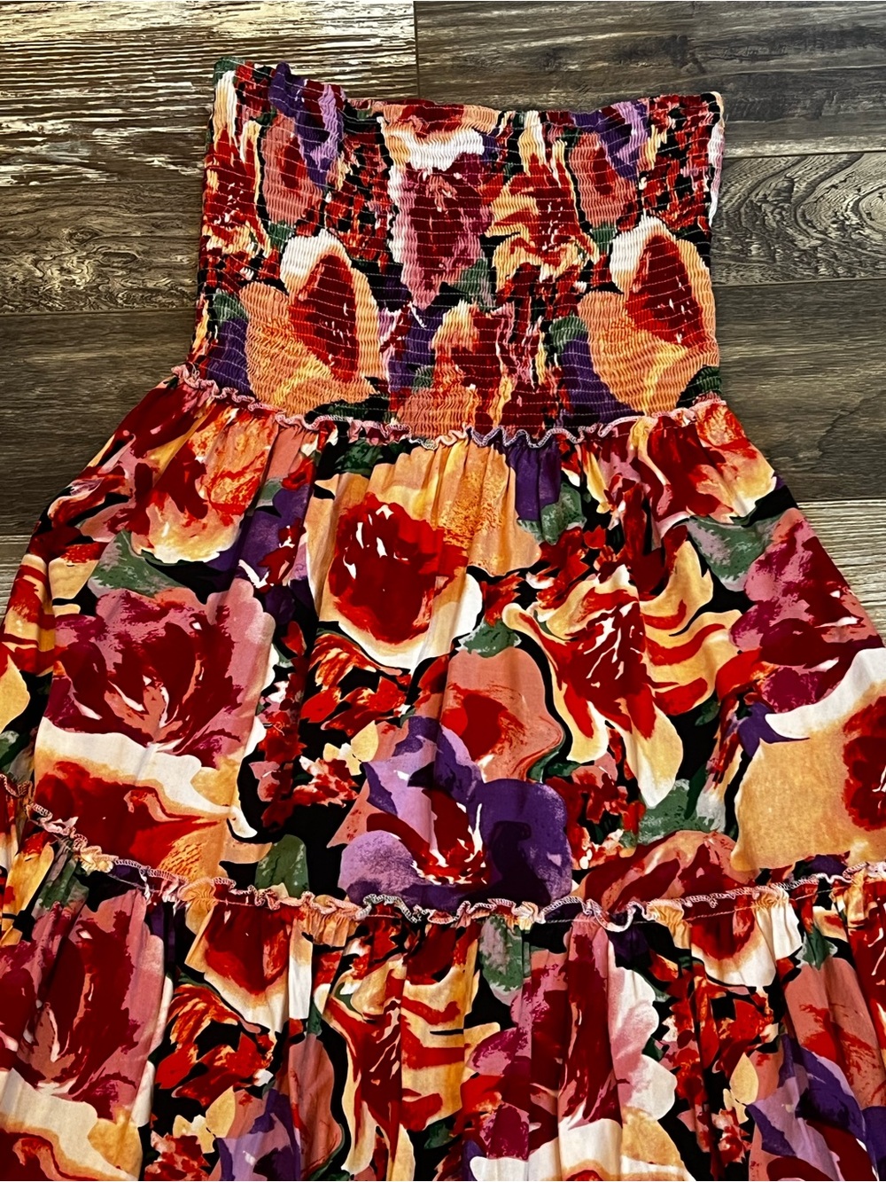 Anthropologie Abel the Label Strapless Maxi Dress Floral Size L - Picture 3 of 4